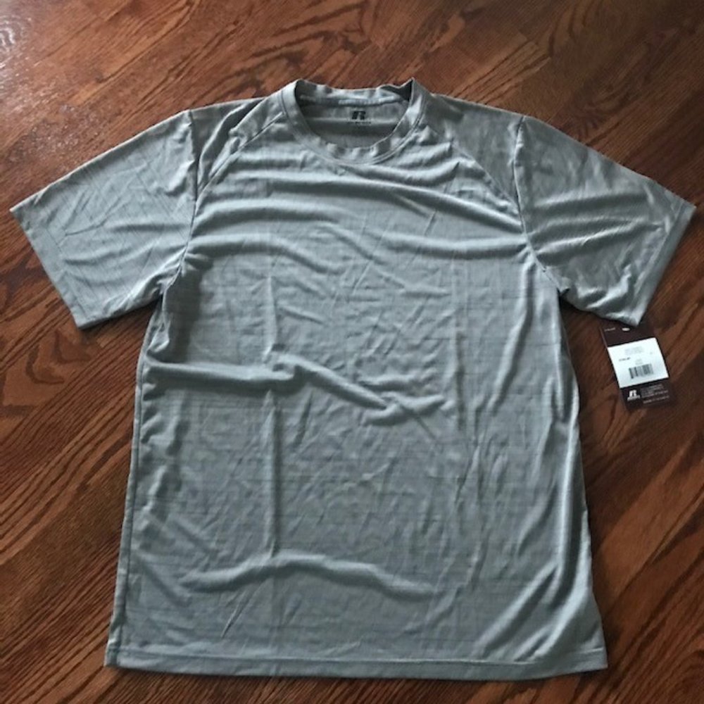 Mens Russell Athletic Dri Power T Shirt Gray Size Large L Moisture Wicking New